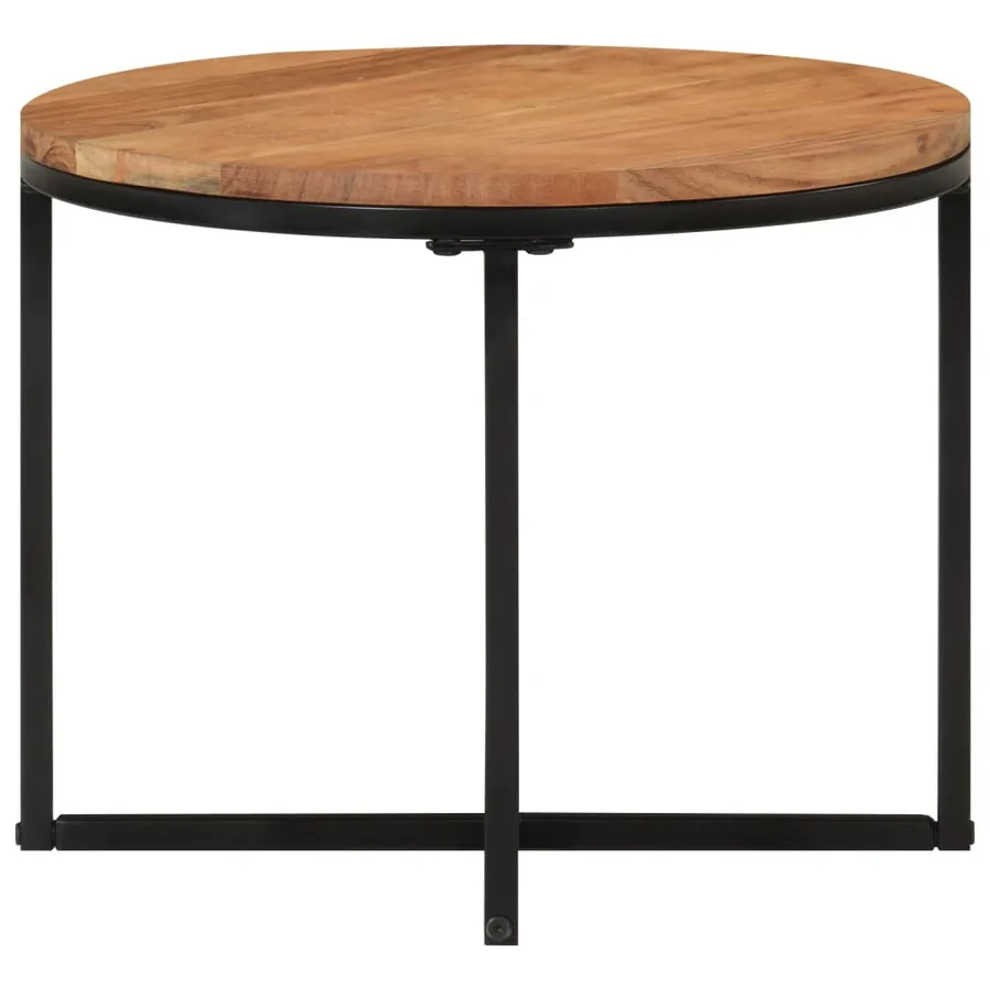 Table basse 45x45x35 cm bois massif acacia et fer - 2