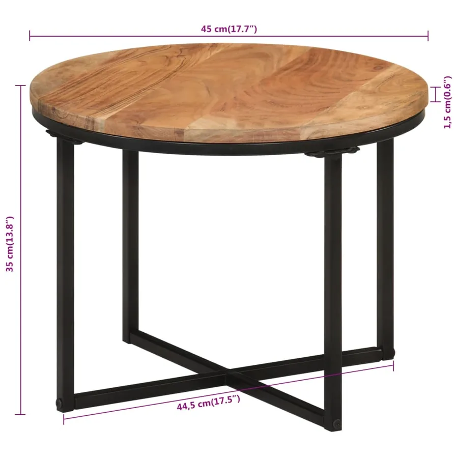 Table basse 45x45x35 cm bois massif acacia et fer - 6