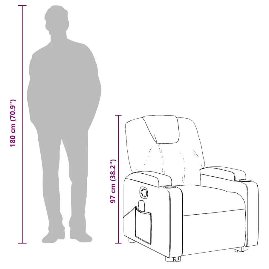 Fauteuil de massage inclinable Noir Similicuir - 15