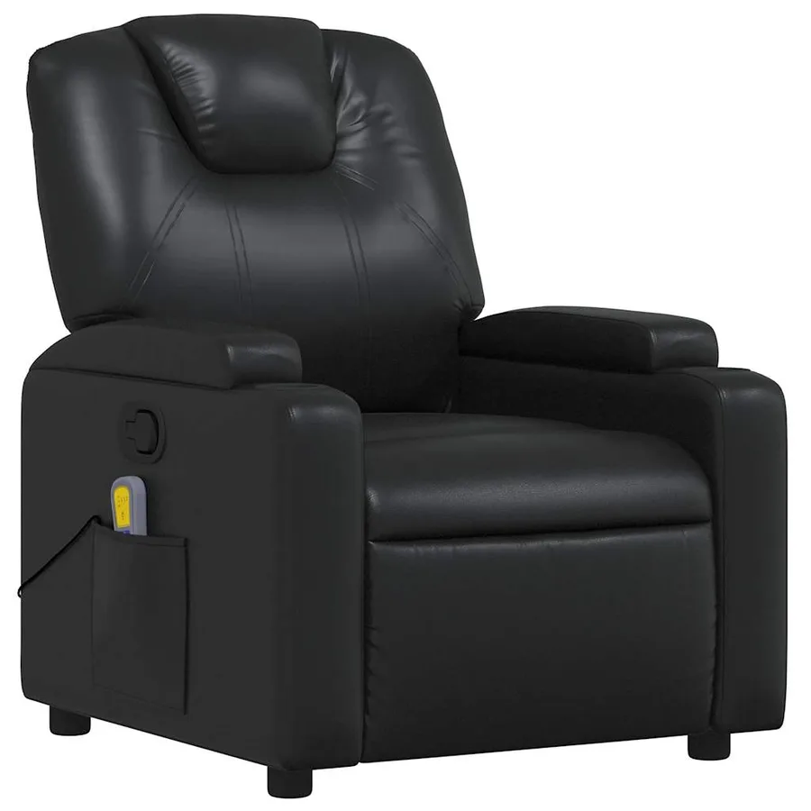 Fauteuil de massage inclinable Noir Similicuir - 4