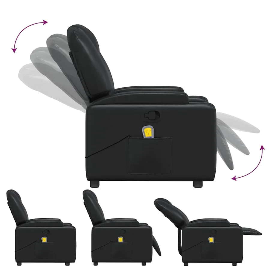 Fauteuil de massage inclinable Noir Similicuir - 8