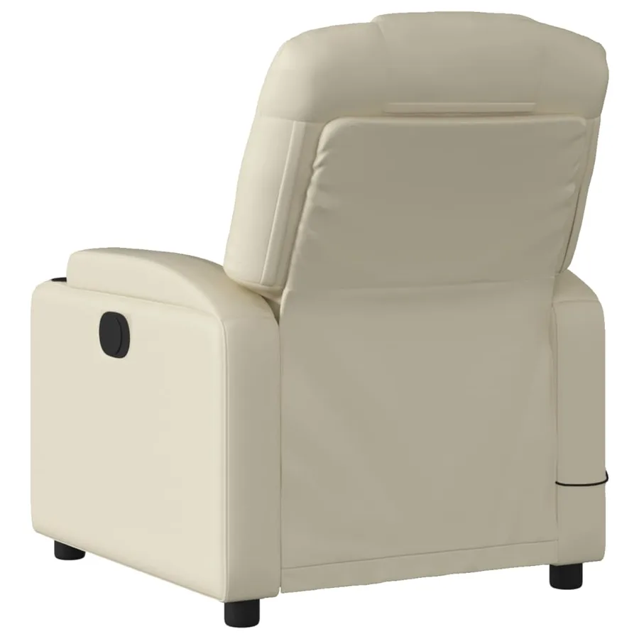 Fauteuil de massage inclinable crème similicuir - 4