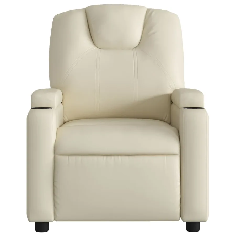 Fauteuil de massage inclinable crème similicuir - 7