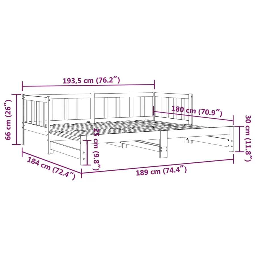 Lit de jour et lit gigogne sans matelas 90x190 cm bois massif - 14