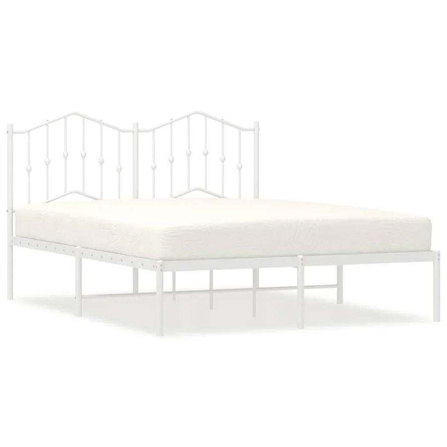 Cadre de lit métal sans matelas et tête de lit blanc 150x200 cm - 2