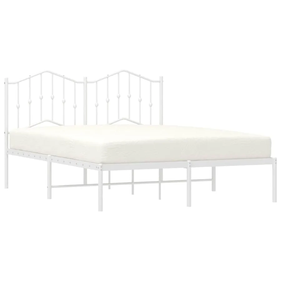 Cadre de lit métal sans matelas et tête de lit blanc 150x200 cm - 4