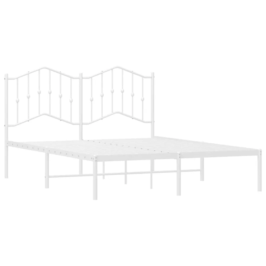 Cadre de lit métal sans matelas et tête de lit blanc 150x200 cm - 5