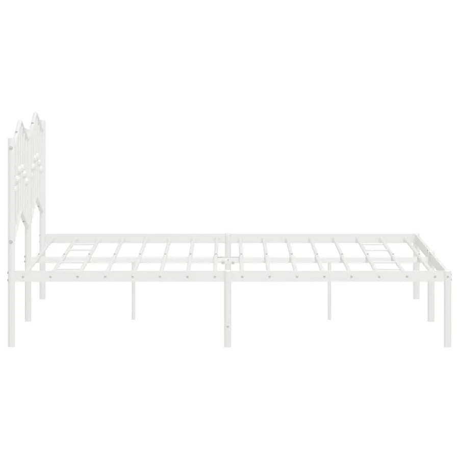 Cadre de lit métal sans matelas et tête de lit blanc 150x200 cm - 7