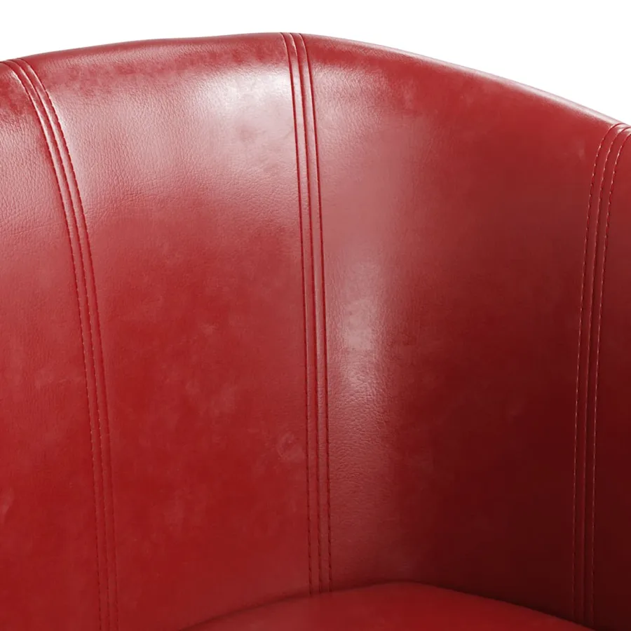 Fauteuil avec repose-pied rouge bordeaux similicuir - 6