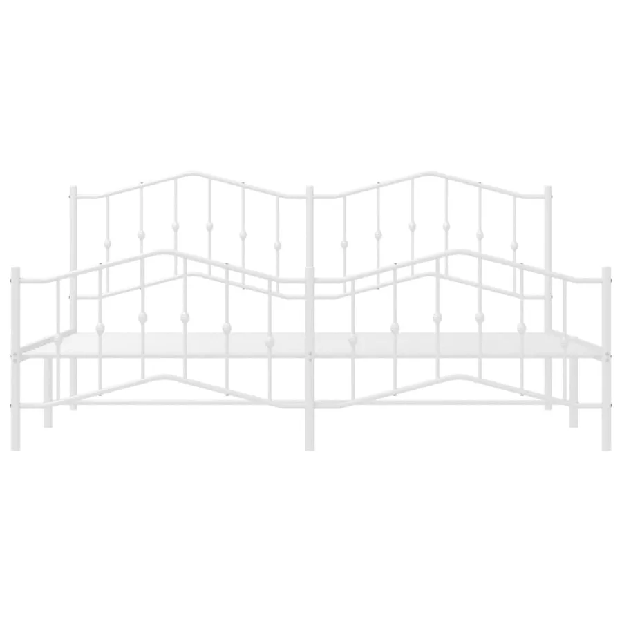 Cadre de lit métal sans matelas et pied de lit blanc 200x200 cm - 5