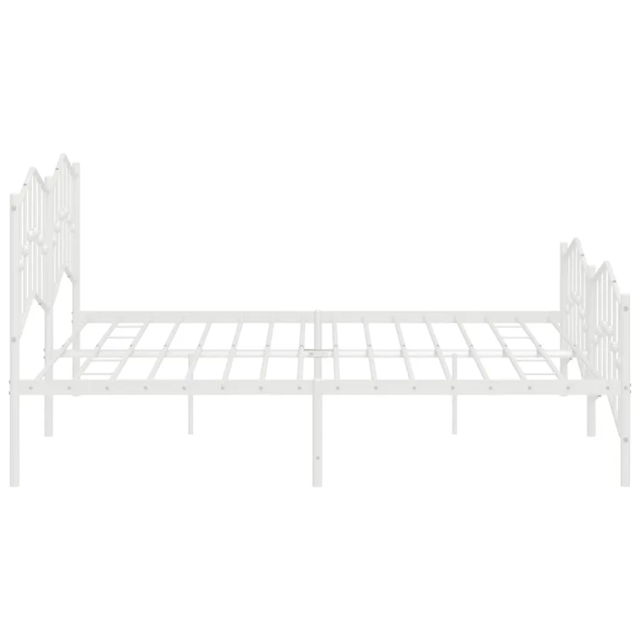 Cadre de lit métal sans matelas et pied de lit blanc 200x200 cm - 6