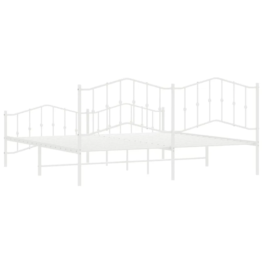 Cadre de lit métal sans matelas et pied de lit blanc 200x200 cm - 7