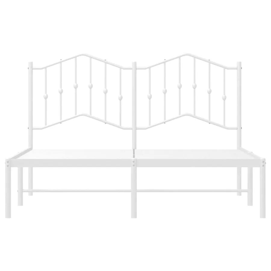 Cadre de lit métal sans matelas et tête de lit blanc 135x190 cm - 6