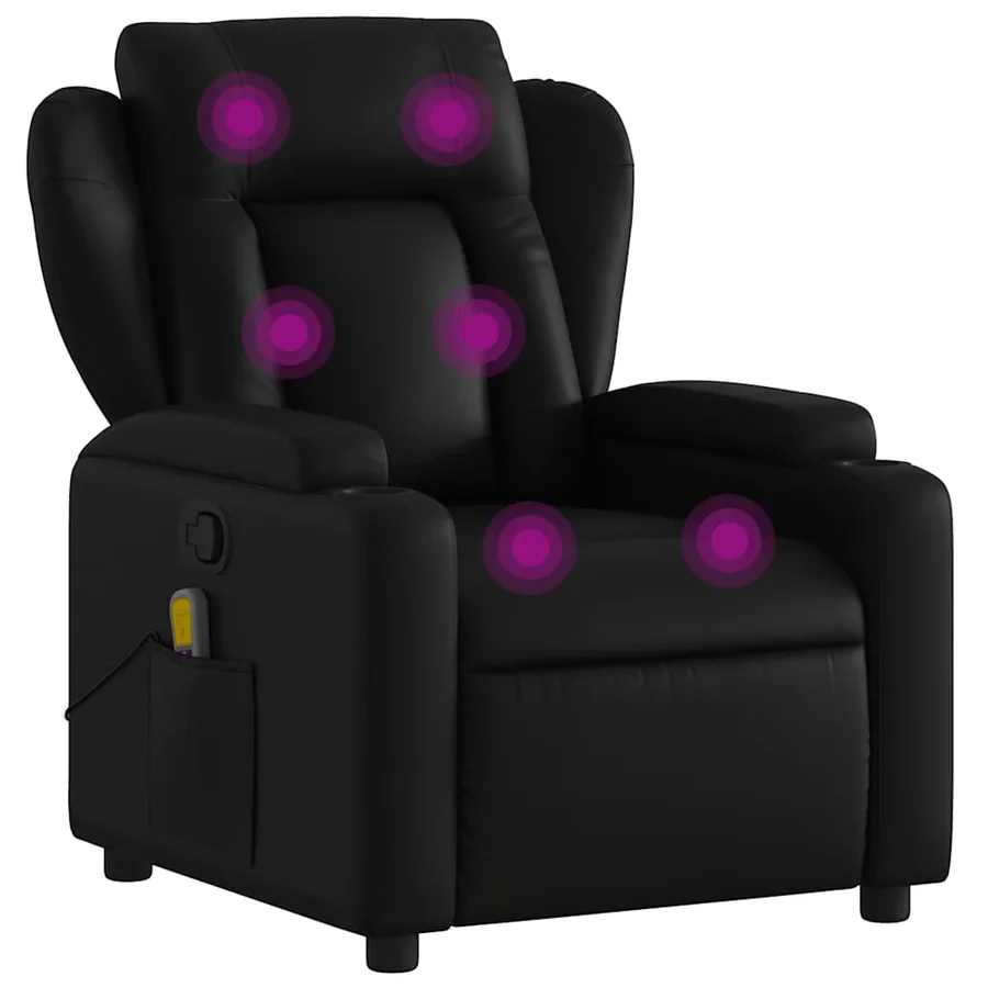 Fauteuil de massage inclinable noir similicuir - 2