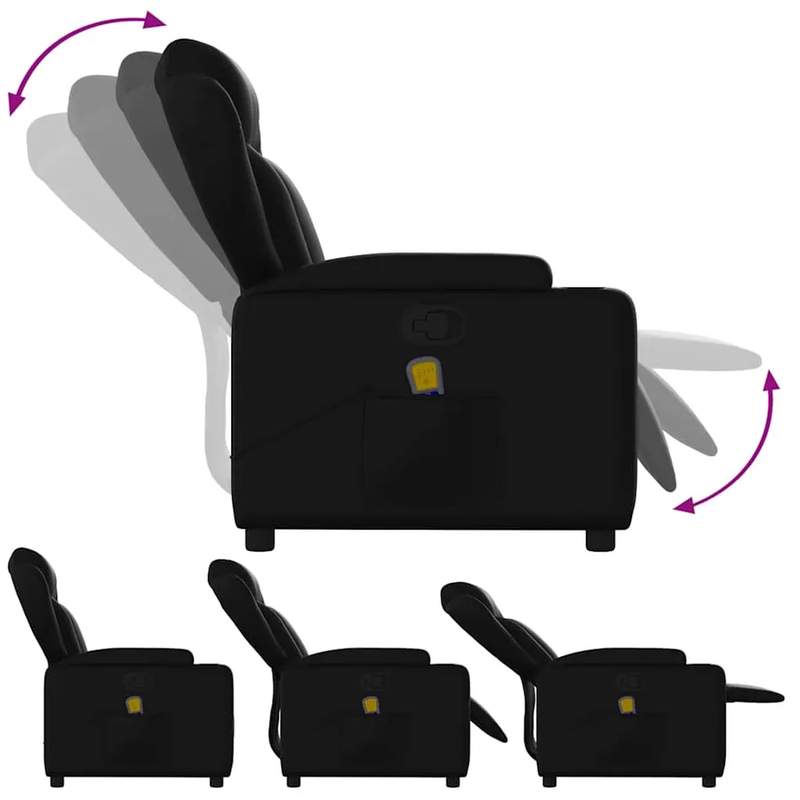 Fauteuil de massage inclinable noir similicuir - 5