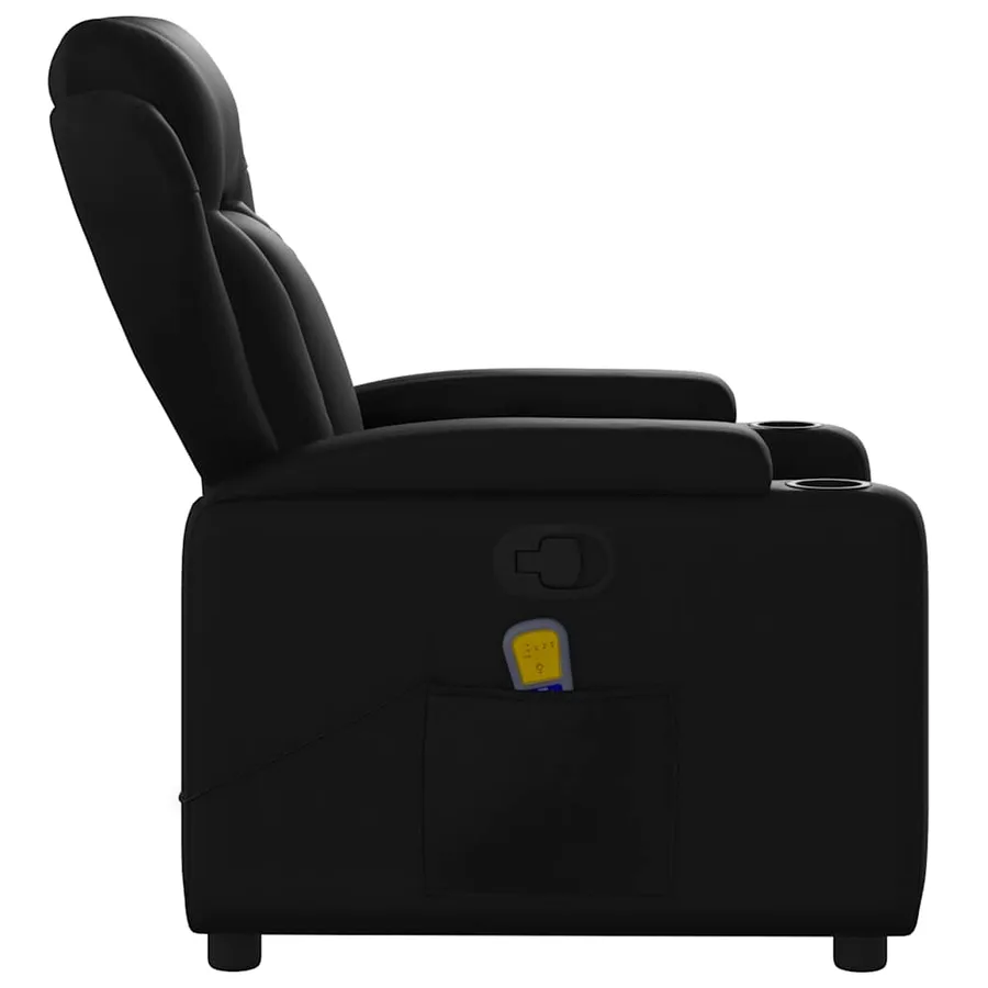Fauteuil de massage inclinable noir similicuir - 8