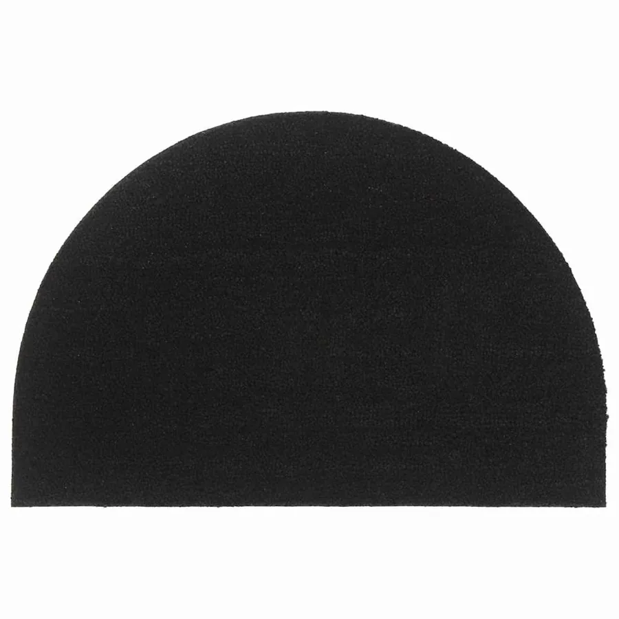 Tapis de porte noir demi-rond 60x90 cm fibre de coco touffeté
