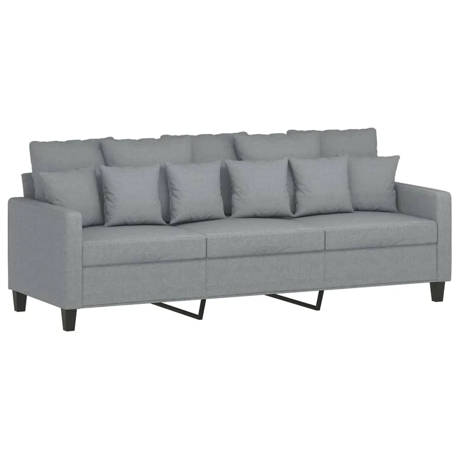 Canapé à 3 places avec repose-pieds Gris clair 180 cm Tissu - 4