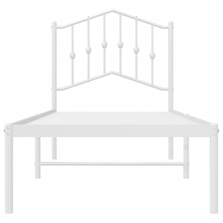 Cadre de lit métal sans matelas avec tête de lit blanc 75x190cm - 5