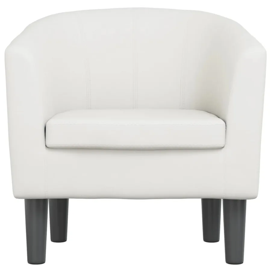 Fauteuil blanc similicuir - 3
