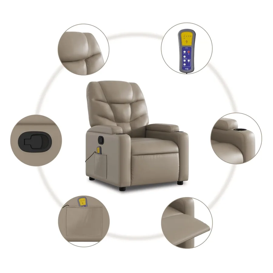 Fauteuil de massage inclinable Cappuccino Similicuir - 8