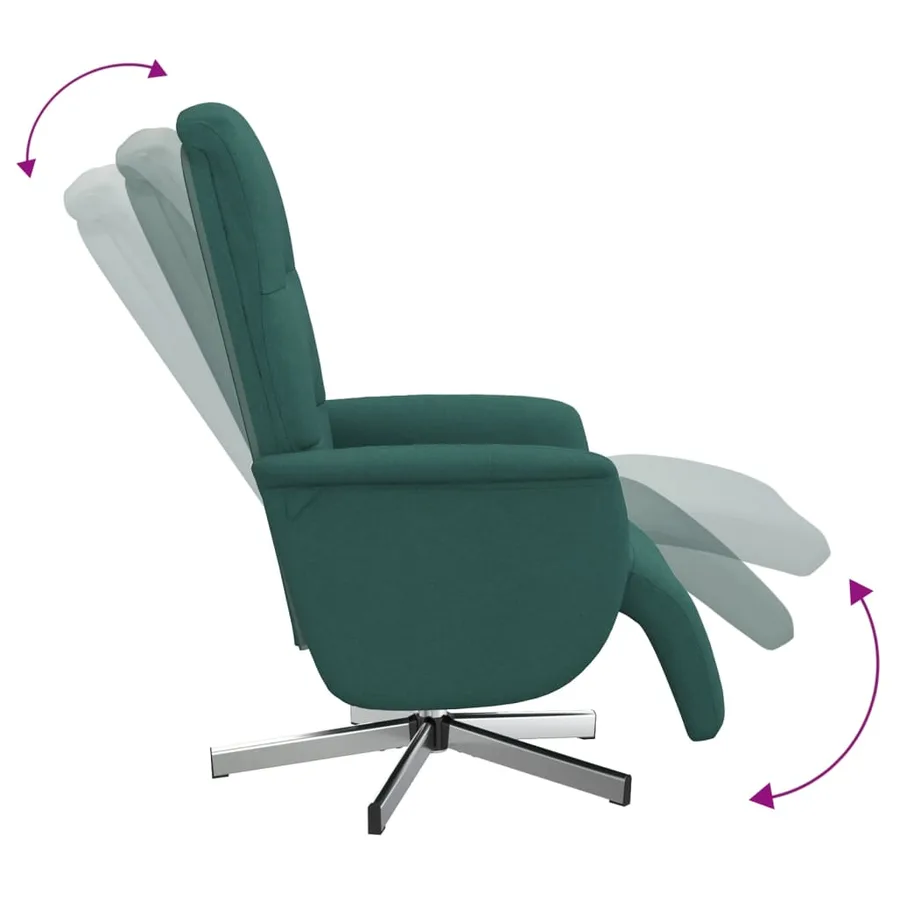 Fauteuil inclinable avec repose-pieds vert foncé tissu - 6