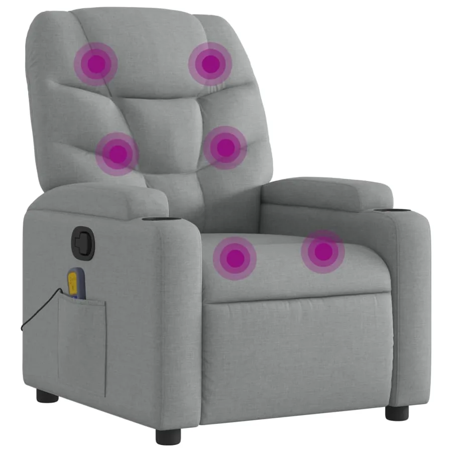 Fauteuil de massage inclinable gris clair tissu - 2