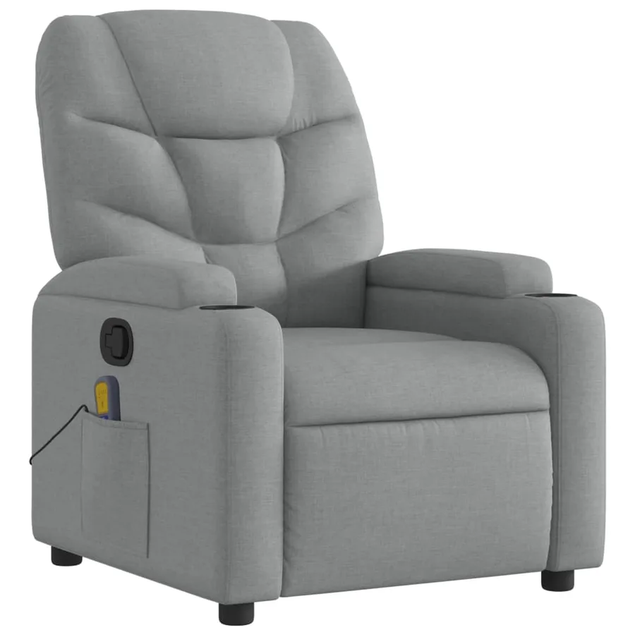 Fauteuil de massage inclinable gris clair tissu - 3