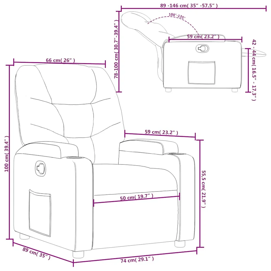 Fauteuil inclinable en similicuir noir - 11