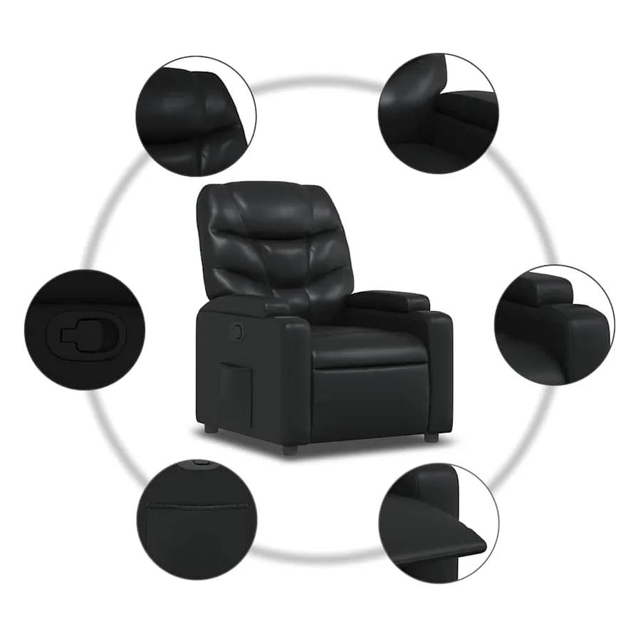 Fauteuil inclinable en similicuir noir - 7