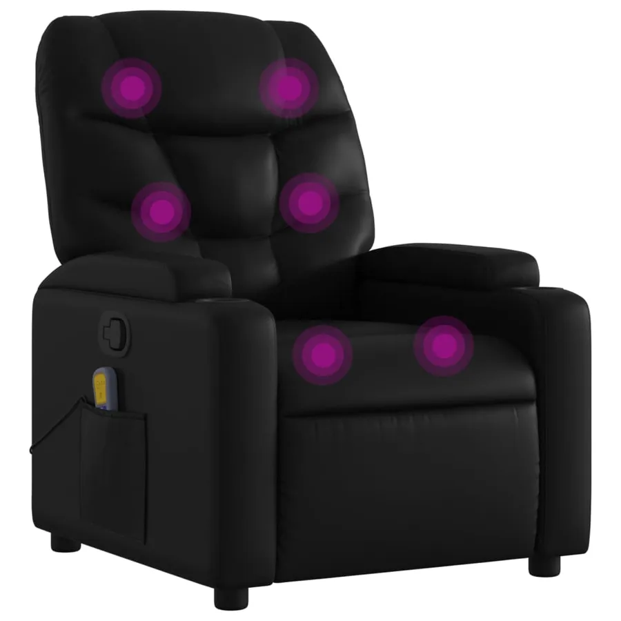 Fauteuil de massage inclinable noir similicuir - 2