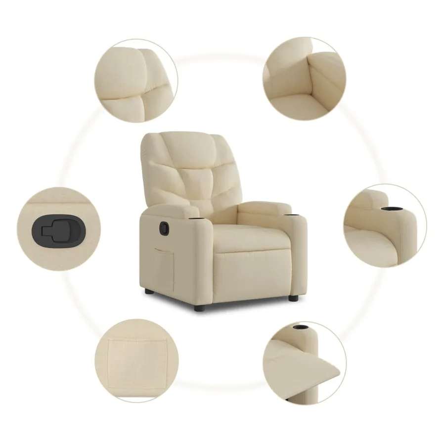 Fauteuil inclinable Crème Tissu - 7