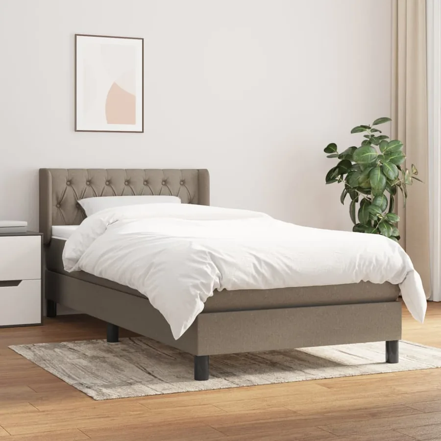 Sommier à lattes de lit avec matelas Taupe 90x200 cm Tissu