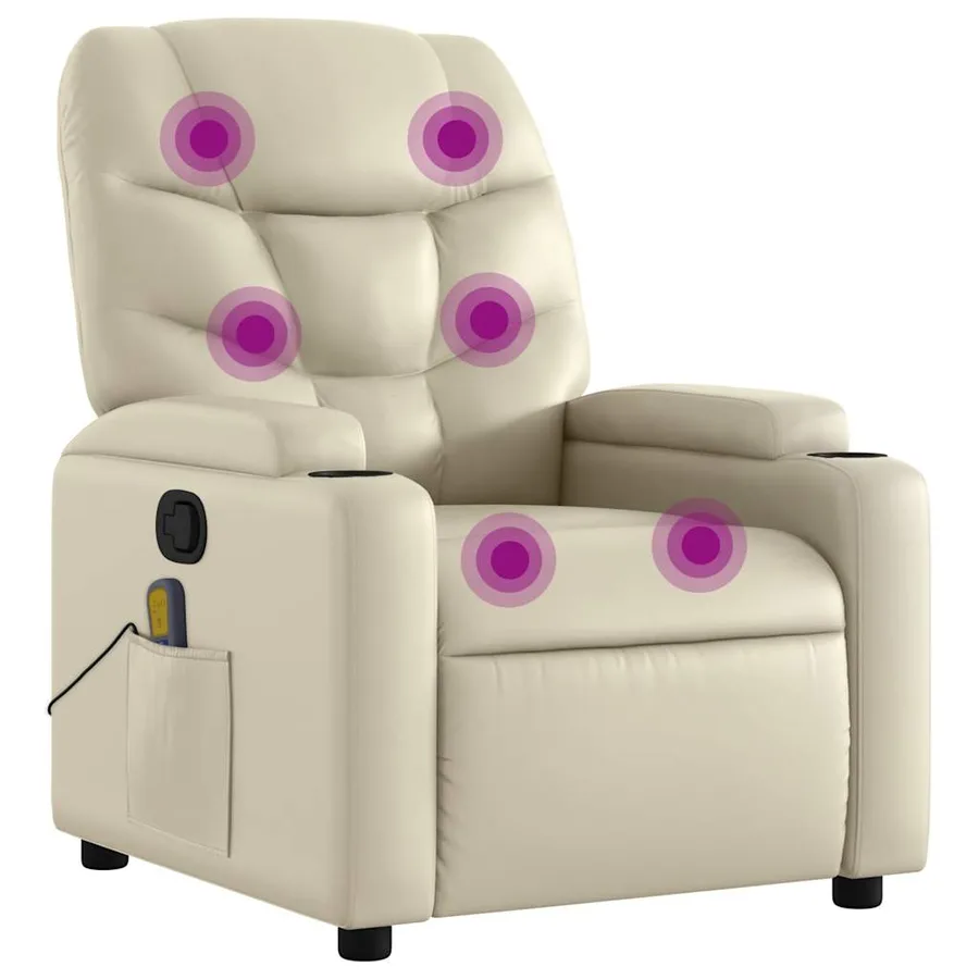 Fauteuil inclinable de massage Crème Similicuir - 2
