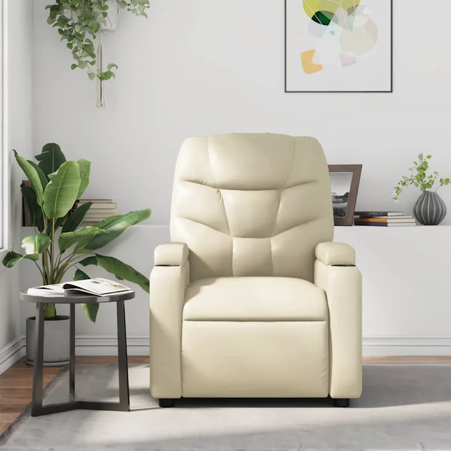 Fauteuil inclinable de massage Crème Similicuir - 3