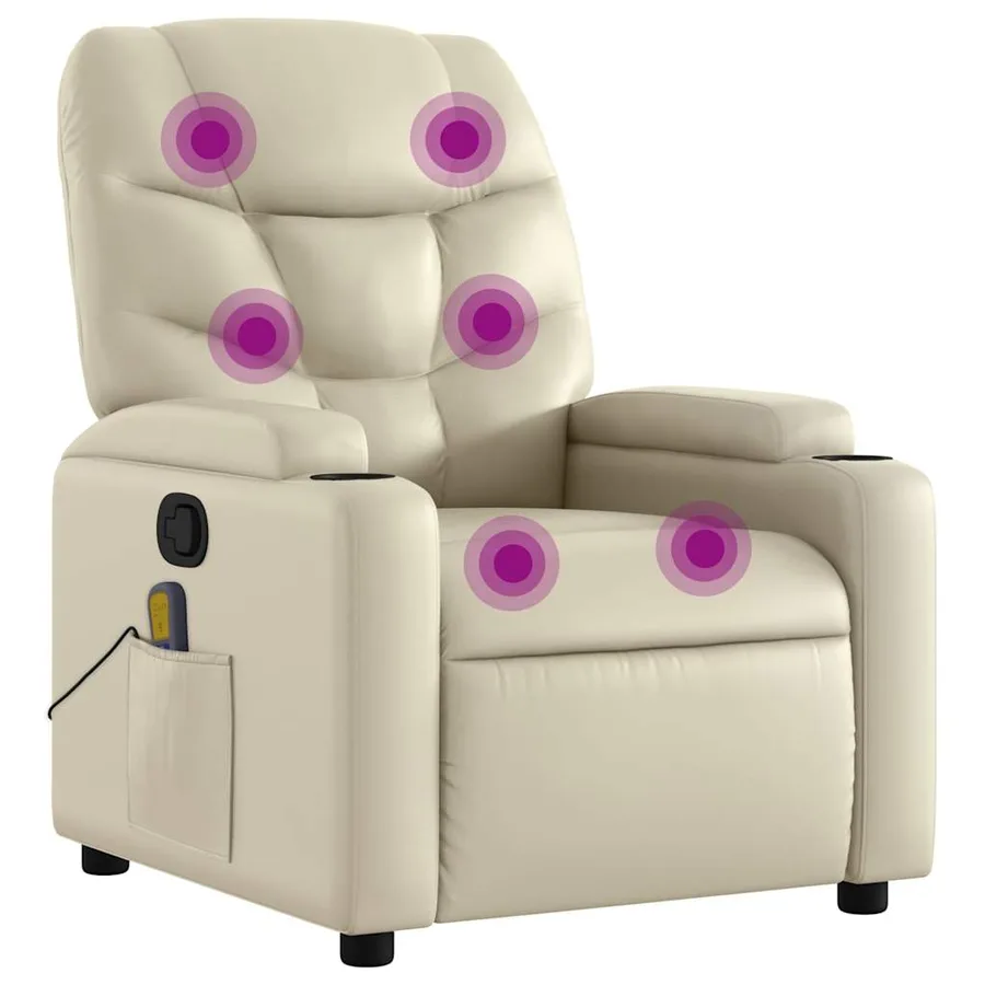 Fauteuil de massage inclinable crème similicuir - 2