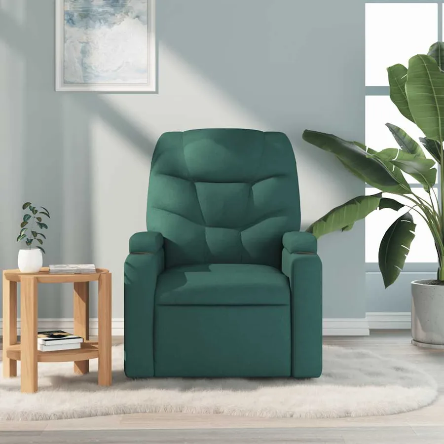 Fauteuil de massage inclinable Vert foncé Tissu - 3