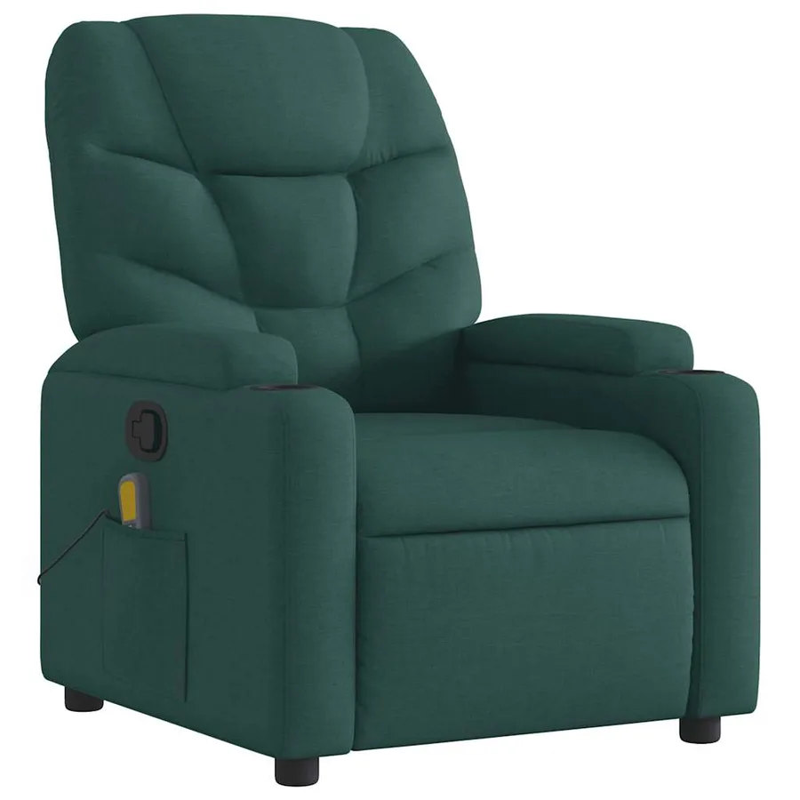 Fauteuil de massage inclinable Vert foncé Tissu - 4
