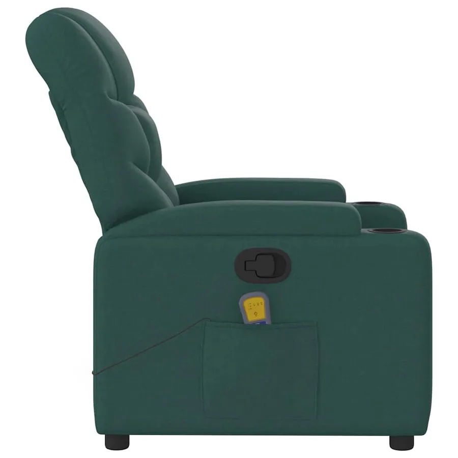 Fauteuil de massage inclinable Vert foncé Tissu - 6