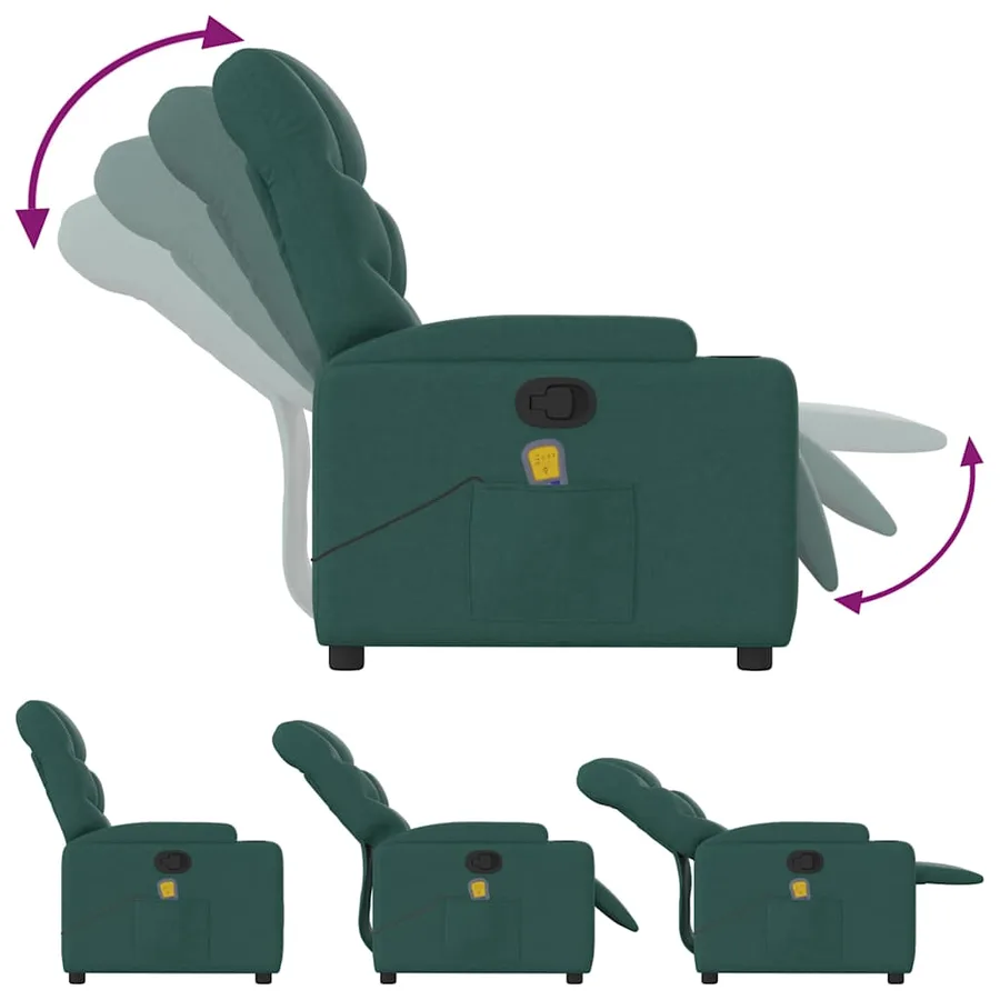 Fauteuil de massage inclinable Vert foncé Tissu - 8
