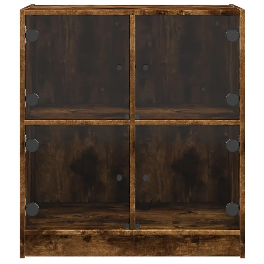 Armoire latérale avec portes en verre chêne fumé 68x37x75,5 cm - 6