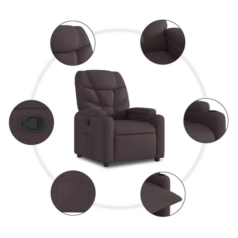 Fauteuil inclinable Marron foncé Tissu - 7