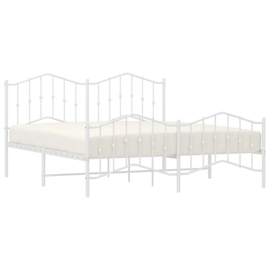 Cadre de lit métal sans matelas et pied de lit blanc 183x213 cm - 4