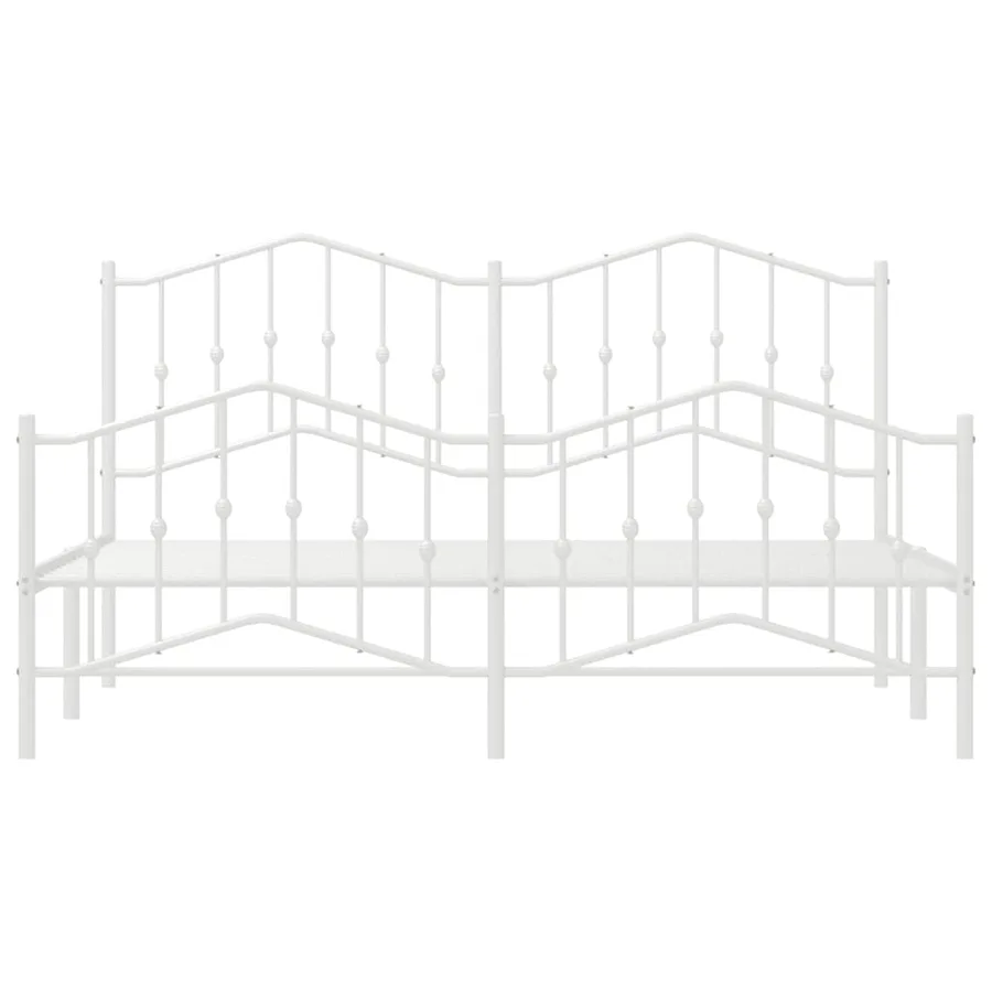 Cadre de lit métal sans matelas et pied de lit blanc 183x213 cm - 6