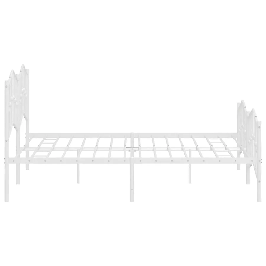 Cadre de lit métal sans matelas et pied de lit blanc 183x213 cm - 7