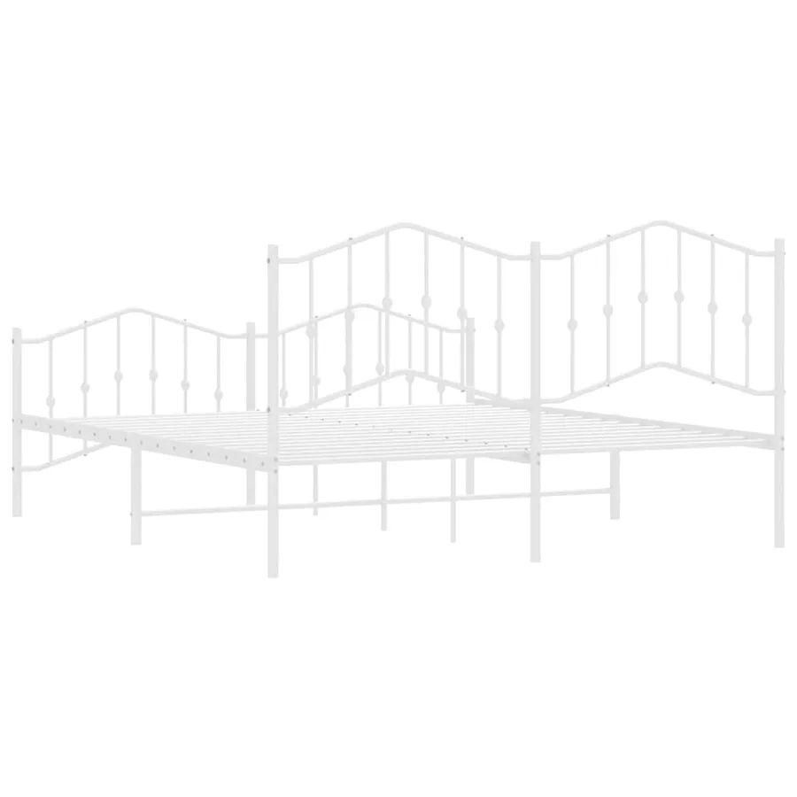 Cadre de lit métal sans matelas et pied de lit blanc 183x213 cm - 8