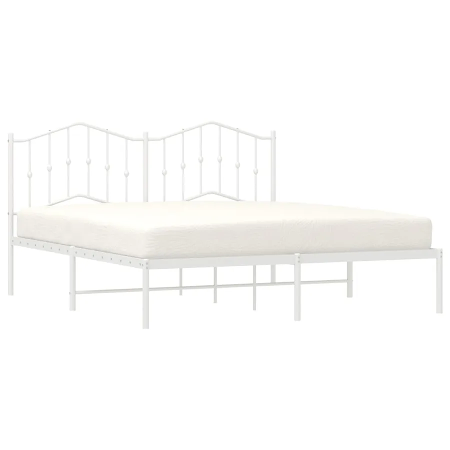 Cadre de lit métal sans matelas et tête de lit blanc 180x200 cm - 3
