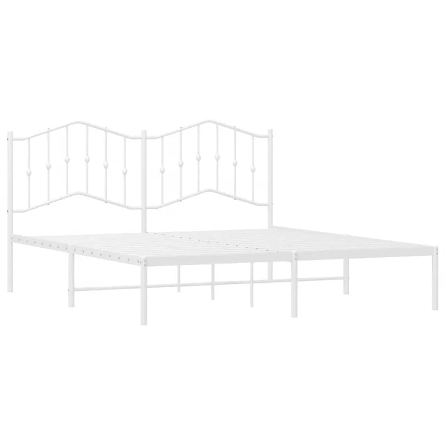 Cadre de lit métal sans matelas et tête de lit blanc 180x200 cm - 4