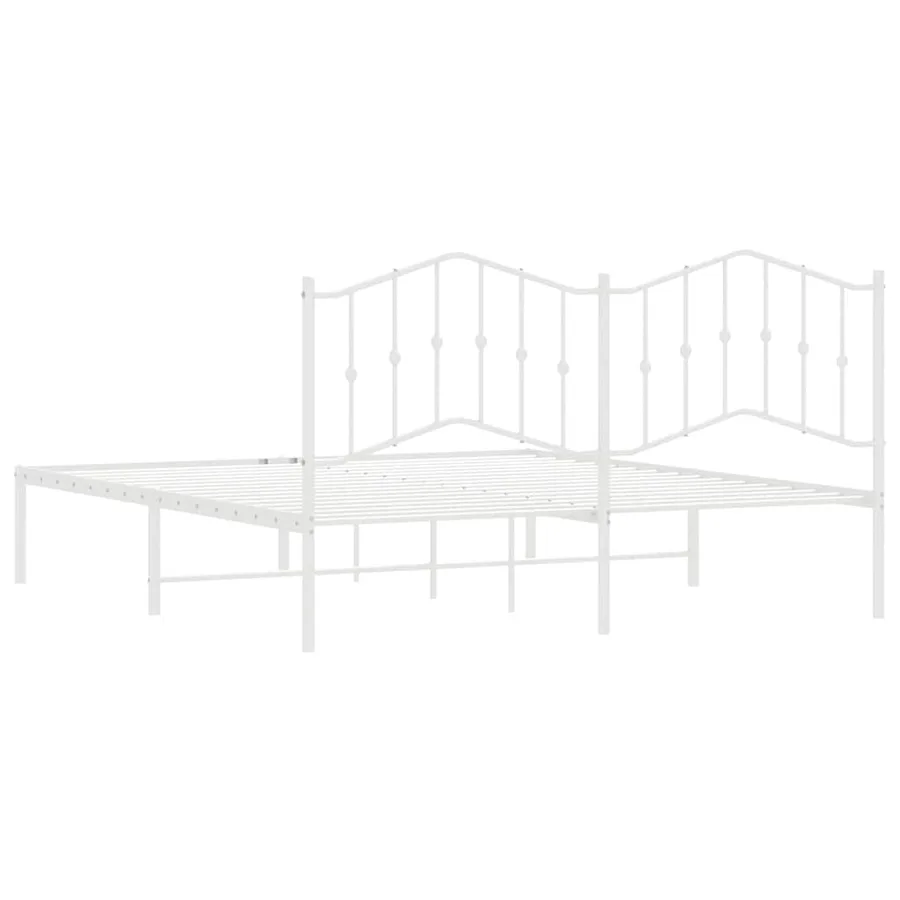 Cadre de lit métal sans matelas et tête de lit blanc 180x200 cm - 7