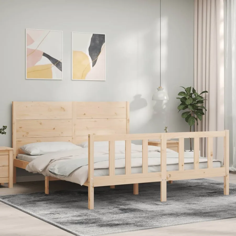 Cadre de lit sans matelas 160x200 cm bois massif de pin